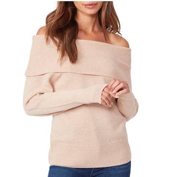 Paige Izabella Camel Colored Off The Shoulder Sweater - L - Picture 1 of 7